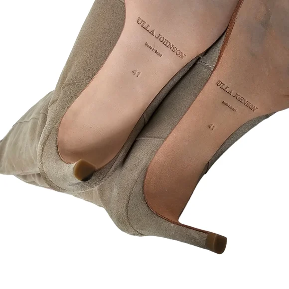 New Ulla Johnson Renata Knee High Tall Boots Tan Suede Size 41 US 10.5
